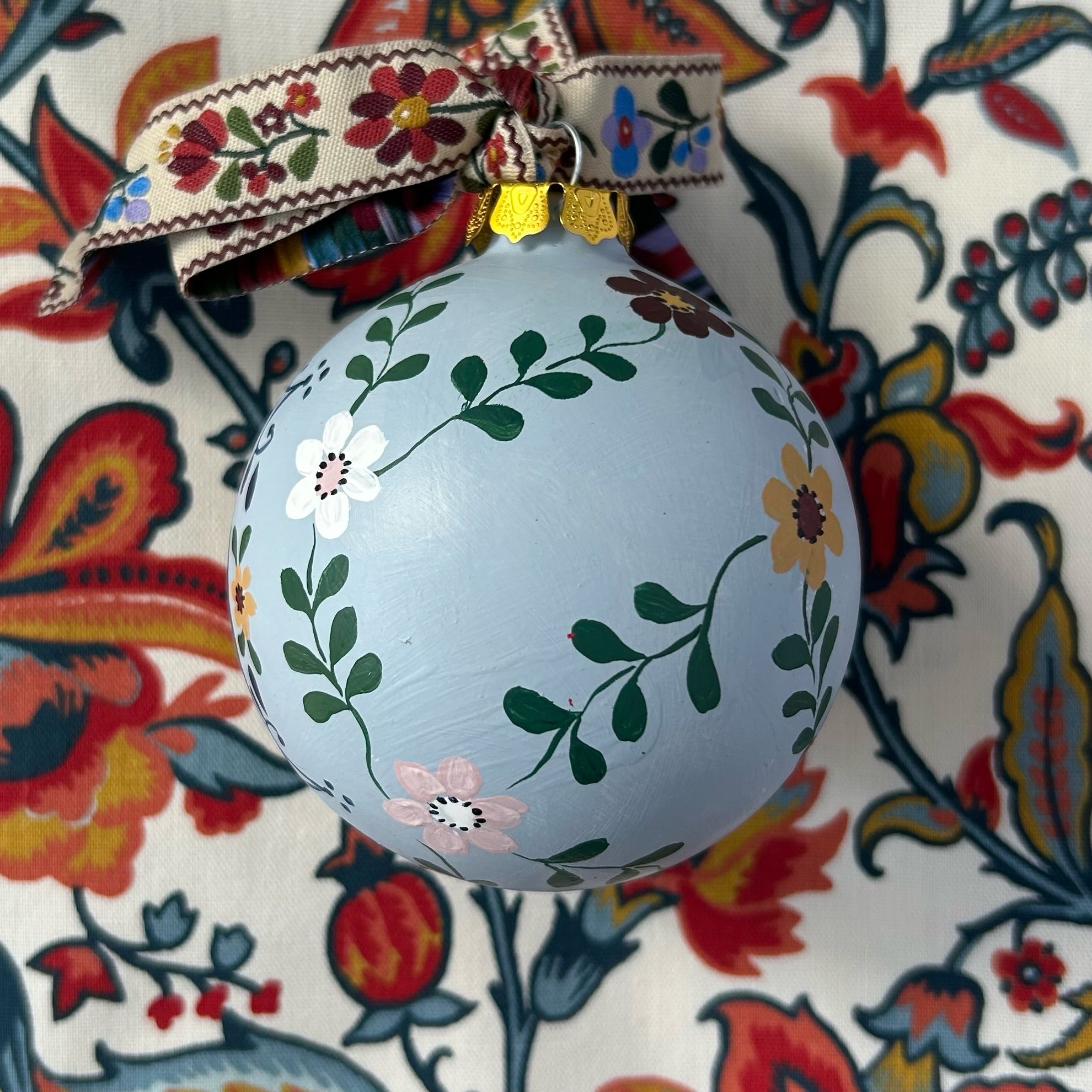 Floral Delft Nutcracker Ornament Riley Sheehey