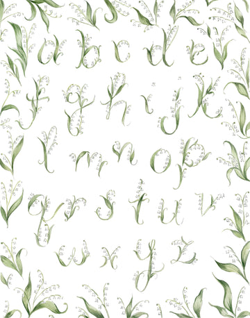 Lily of the Valley Alphabet Print