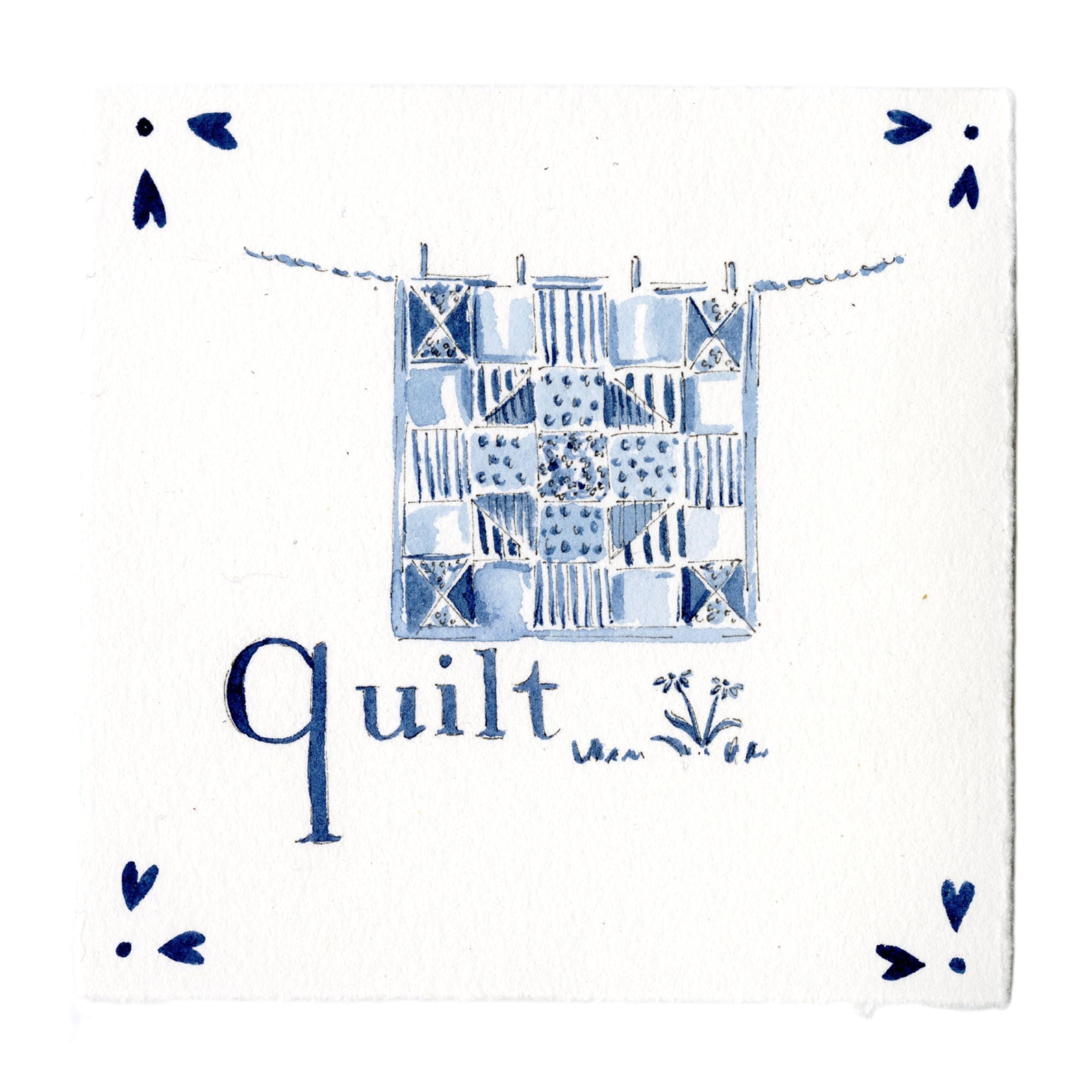 Original "Q-uilt" Watercolor Painting