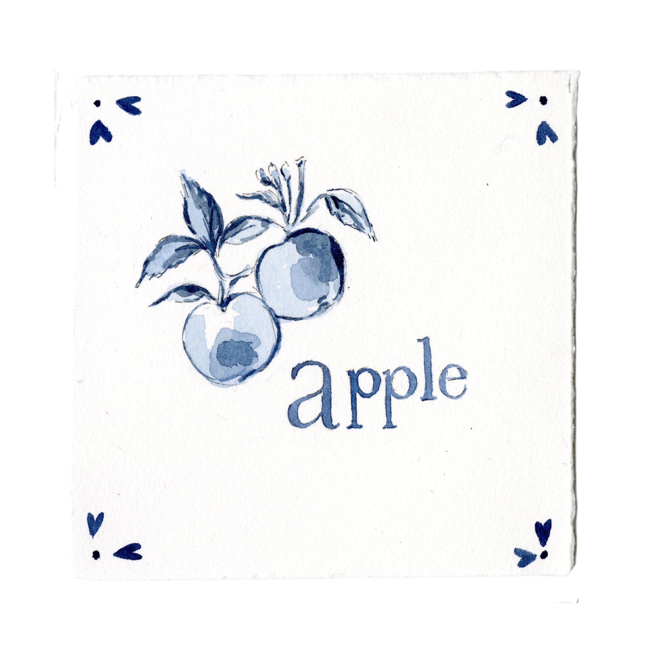 Original "A-pple" Watercolor Painting