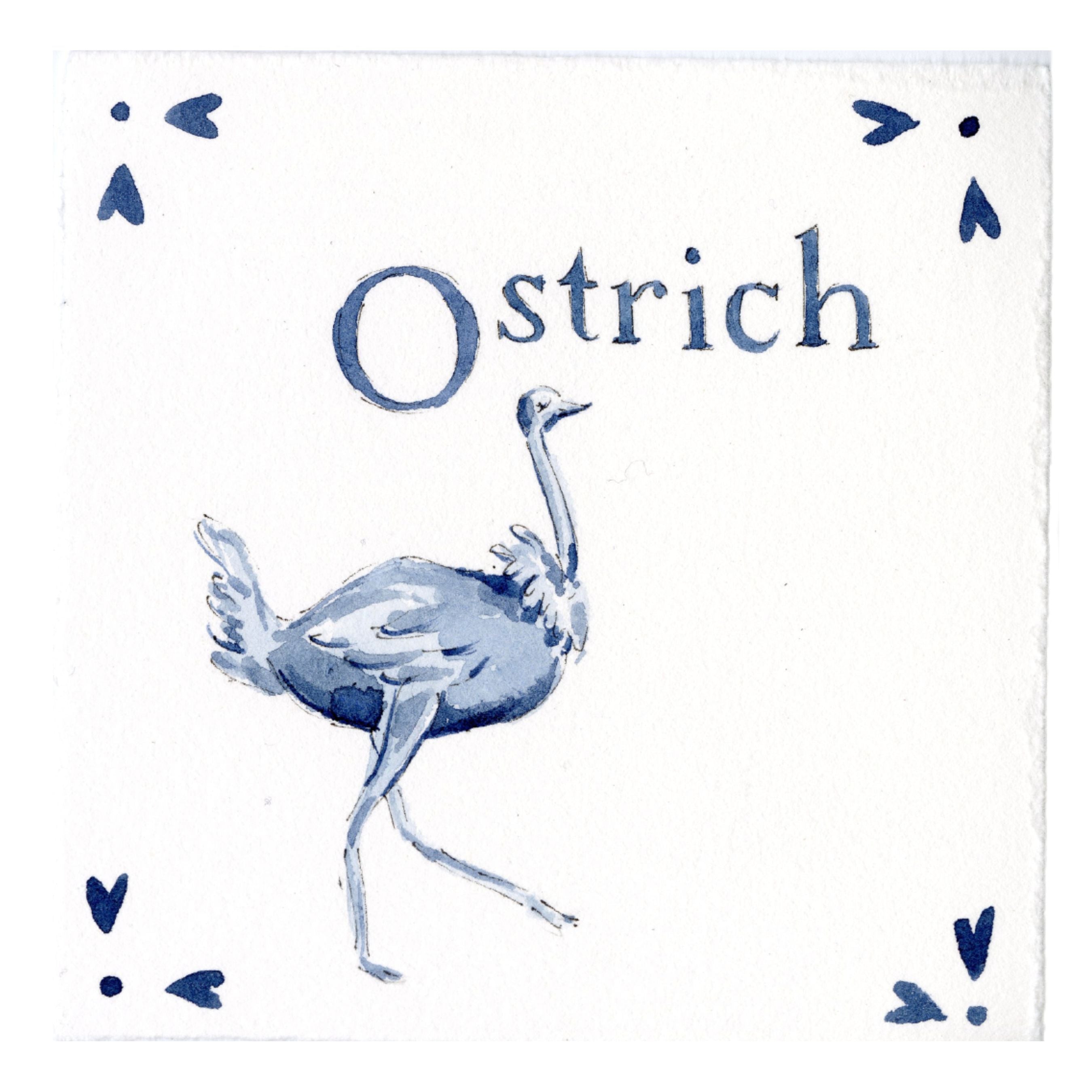 Original "O-strich" Watercolor Painting
