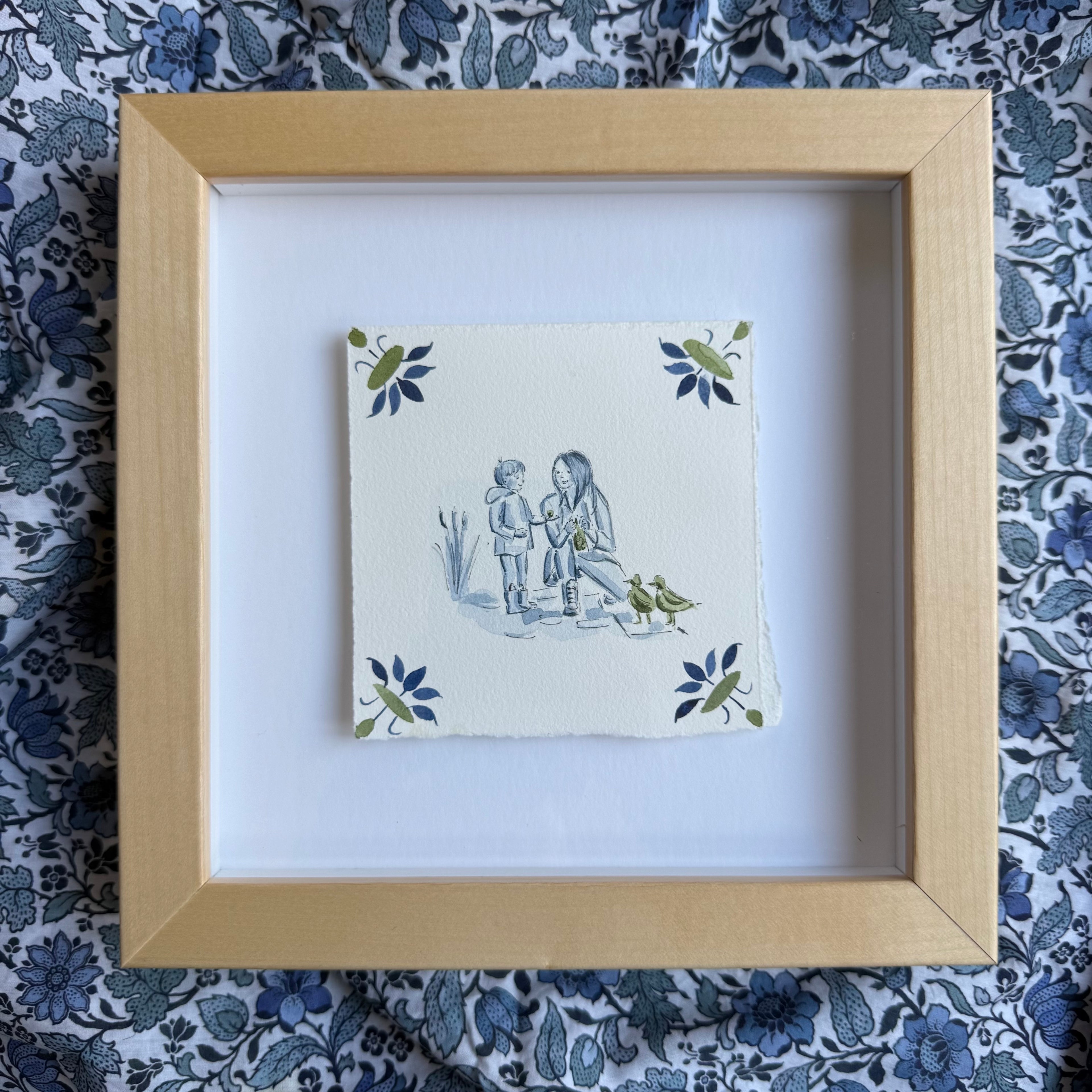 Modern Motherhood 63 (Feeding the Ducks), Framed