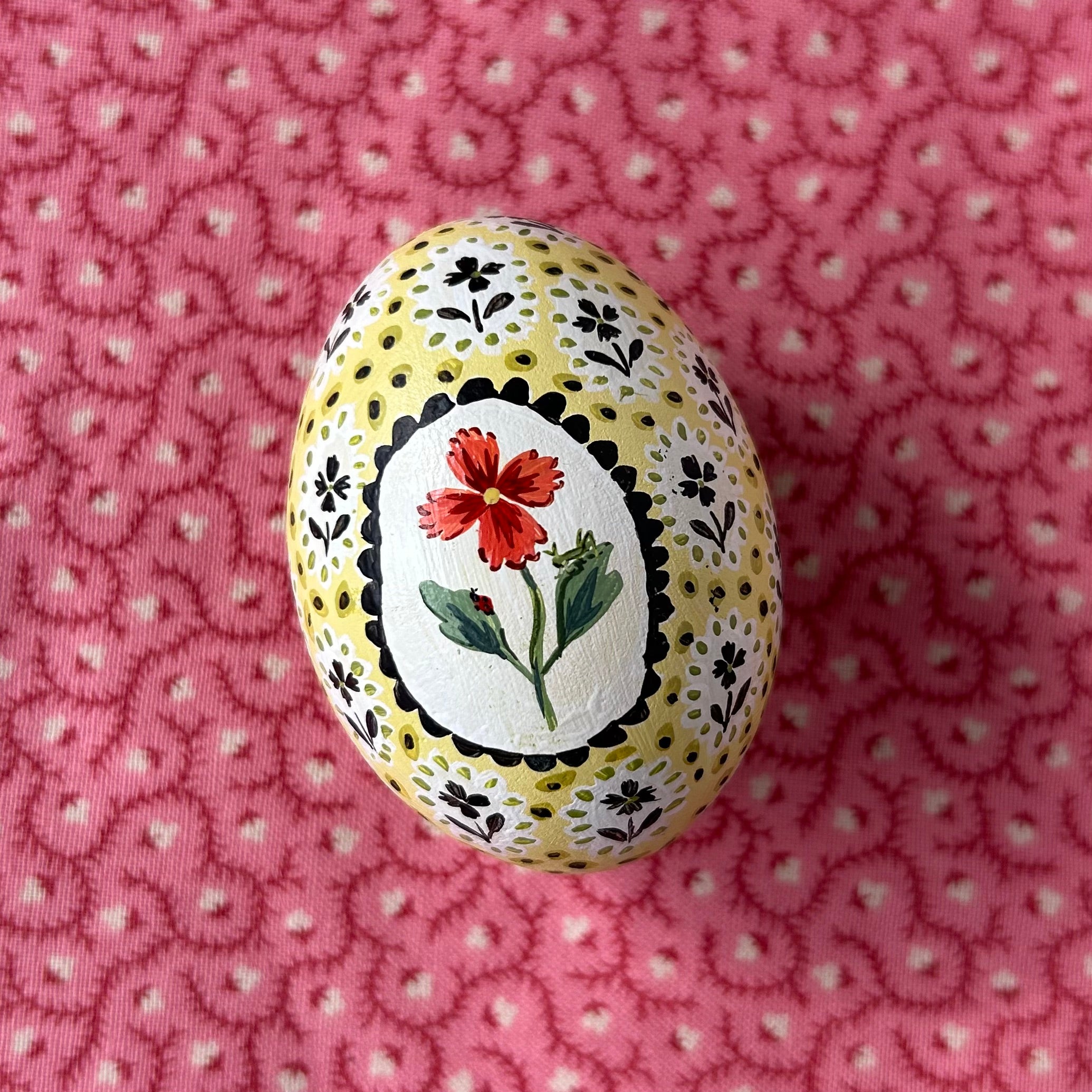 Yellow and Brown Blockprint Egg