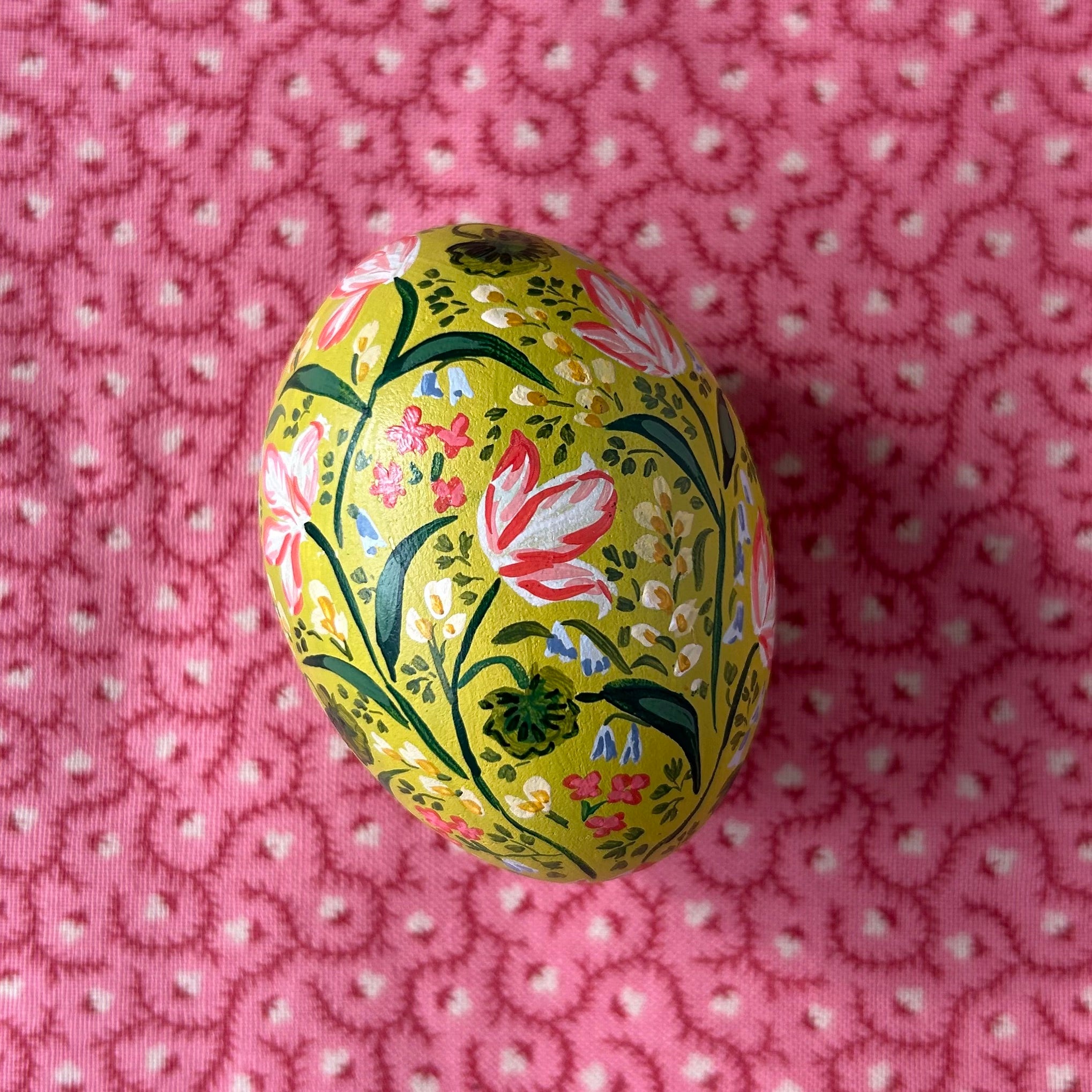 Tulip Chintz on Chartreuse Egg