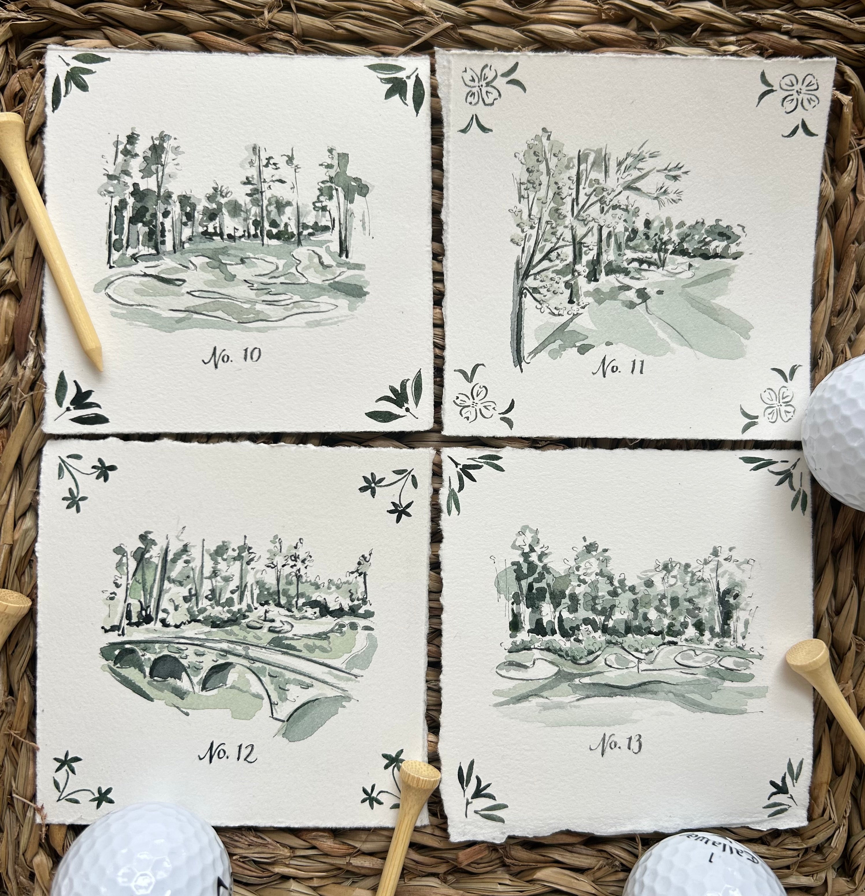 Original Augusta National Holes 10-13- Set of Four