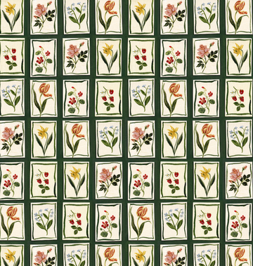 Botanical Grid Wrapping Paper