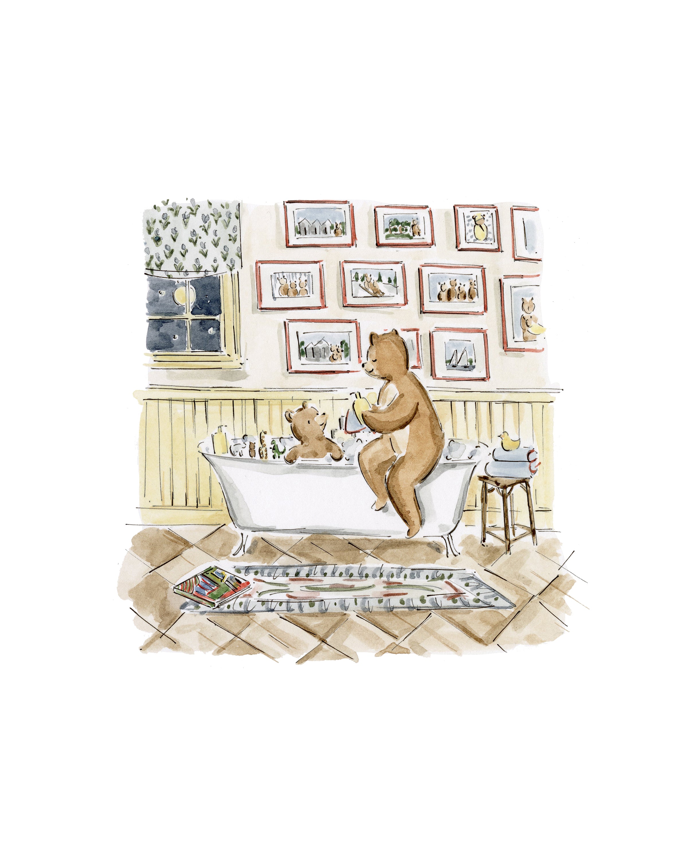 Bear Bathtime Print