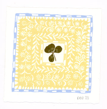 Four Leaf Clover Blockprint (Yellow and Cornflower)