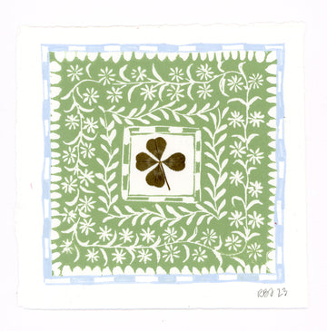 Four Leaf Clover Blockprint (Cornflower and Sage)