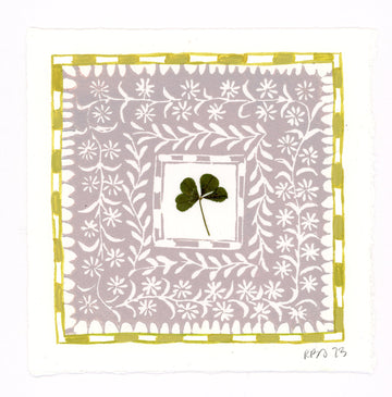 Four Leaf Clover Blockprint (Mustard and Lavender)