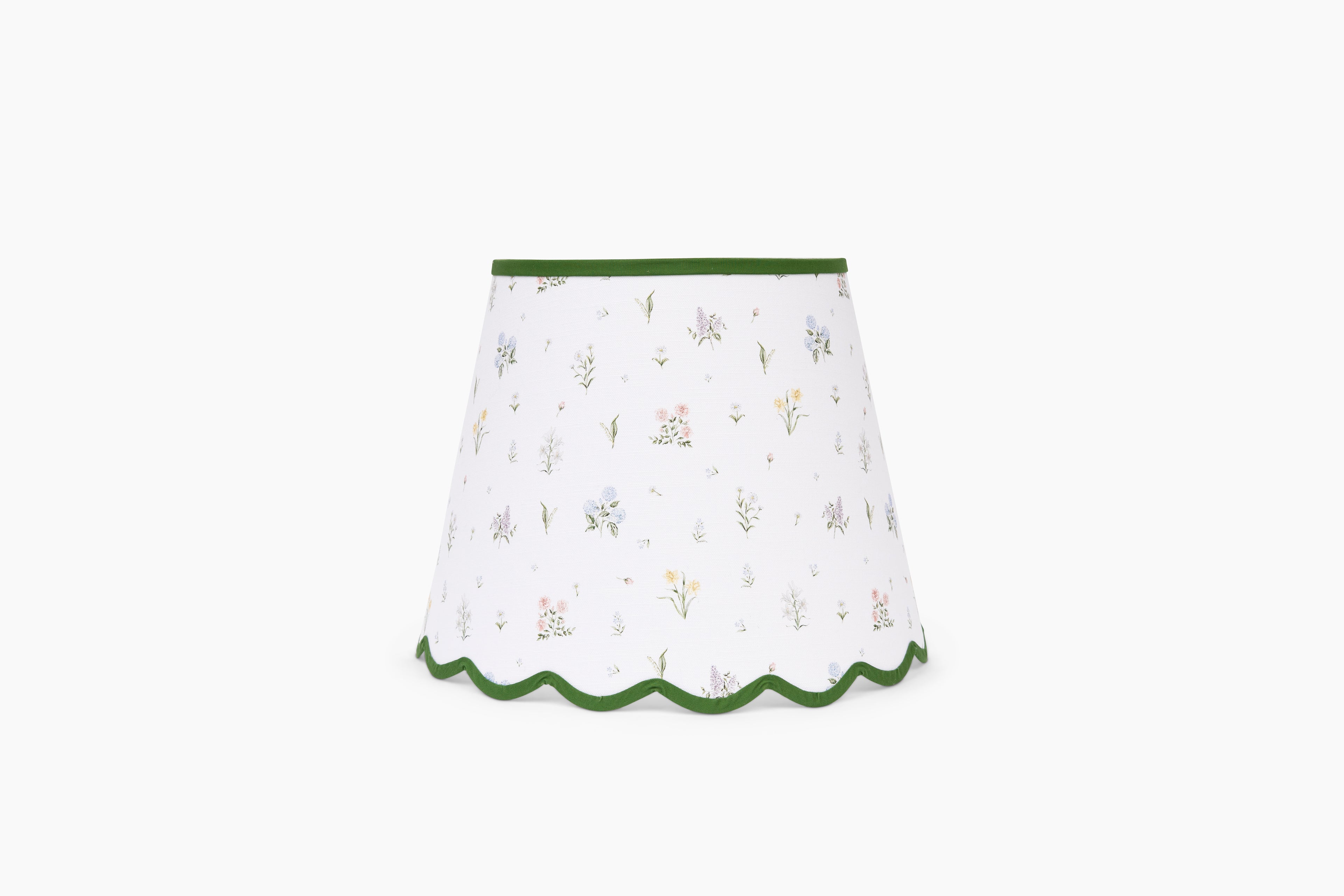 Large Lilium Scalloped Lampshade, Green Trim