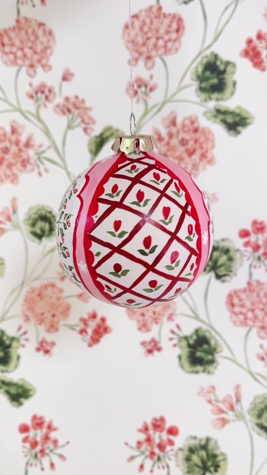Strawberry Blockprint Ornament