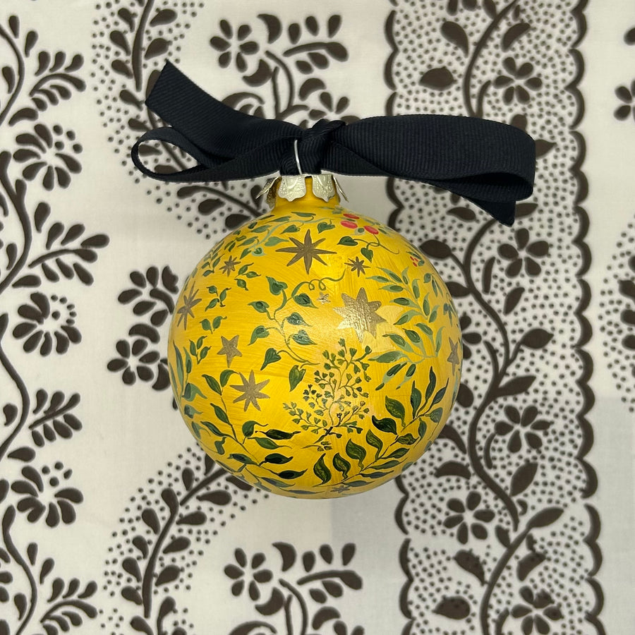 Stars and Vines on Ochre Ornament