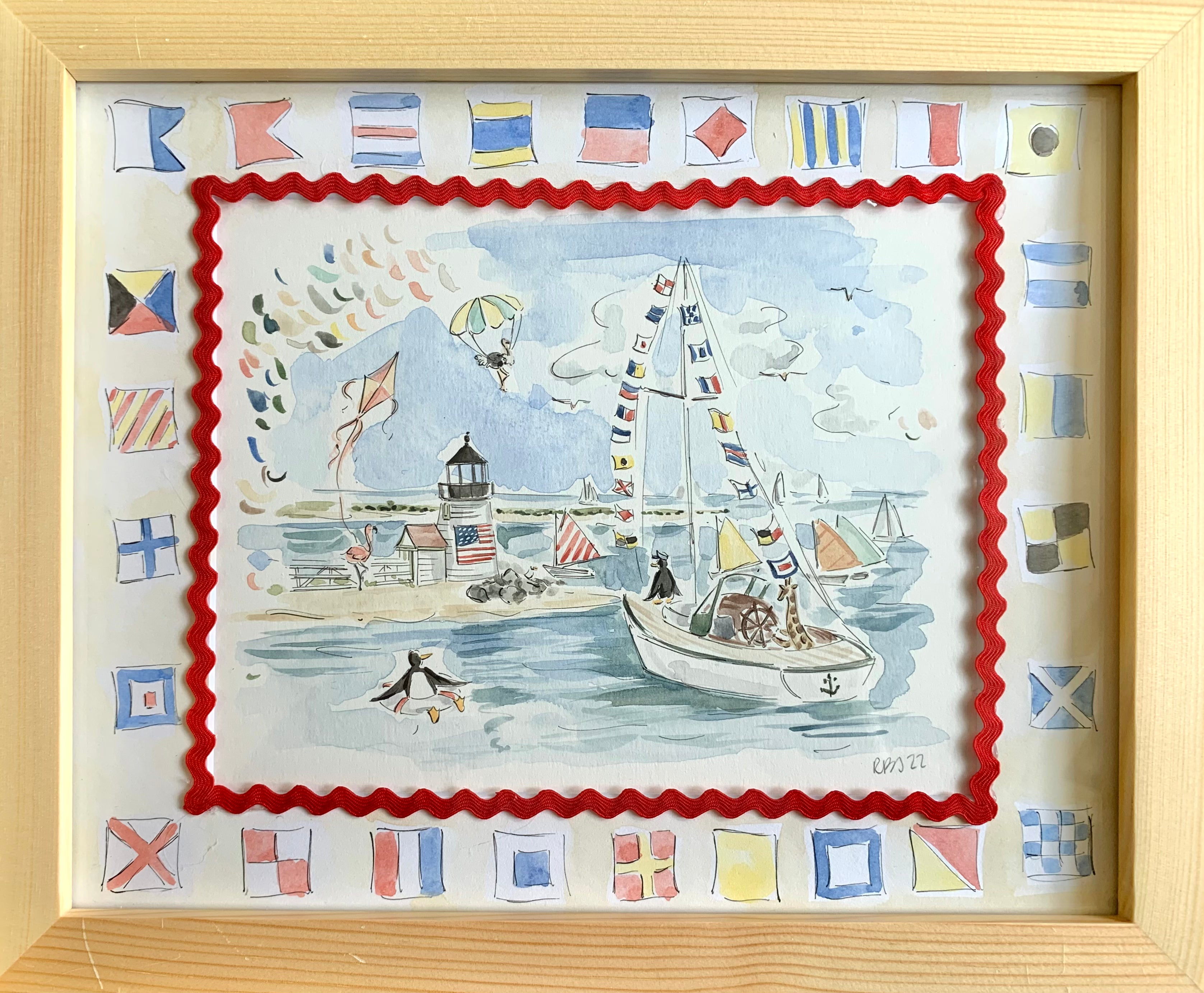 Original "Smooth Sailing" Framed Watercolor, 8x10