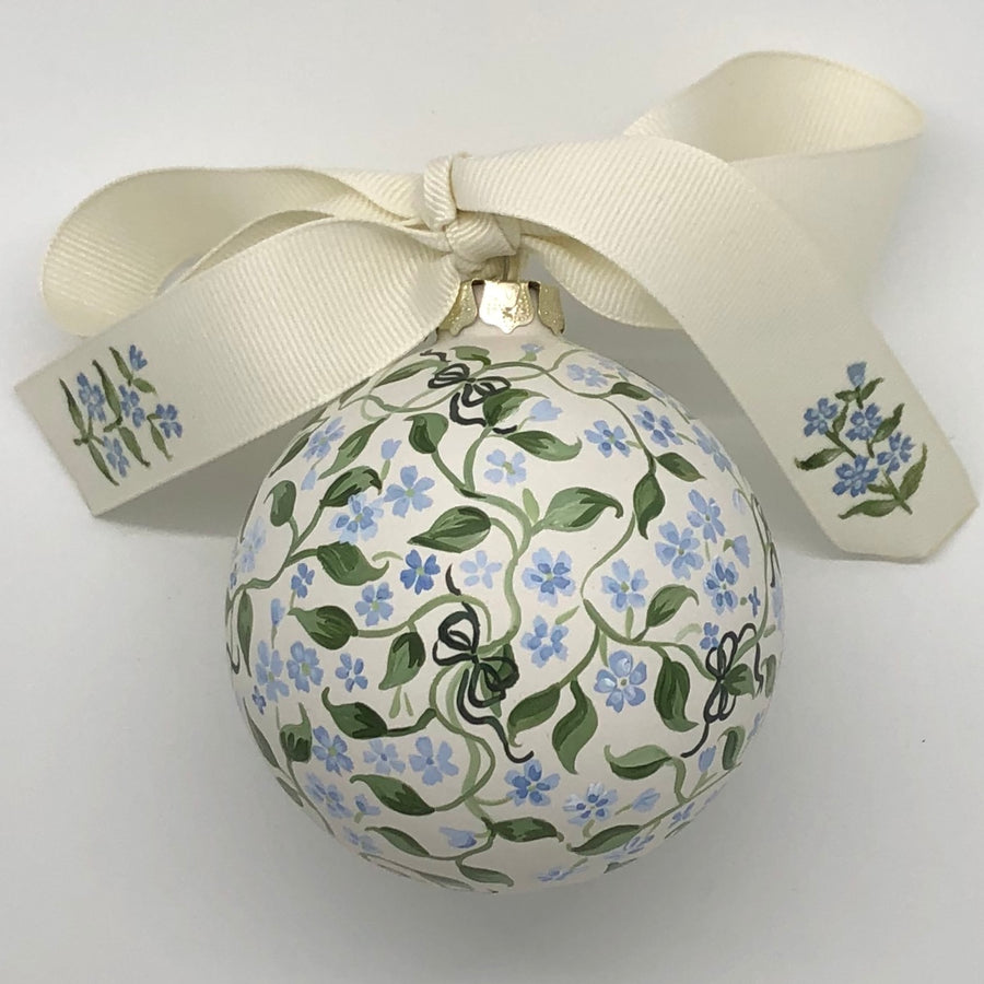 Forget-Me-Nots and Dark Olive Green Bows Ornament