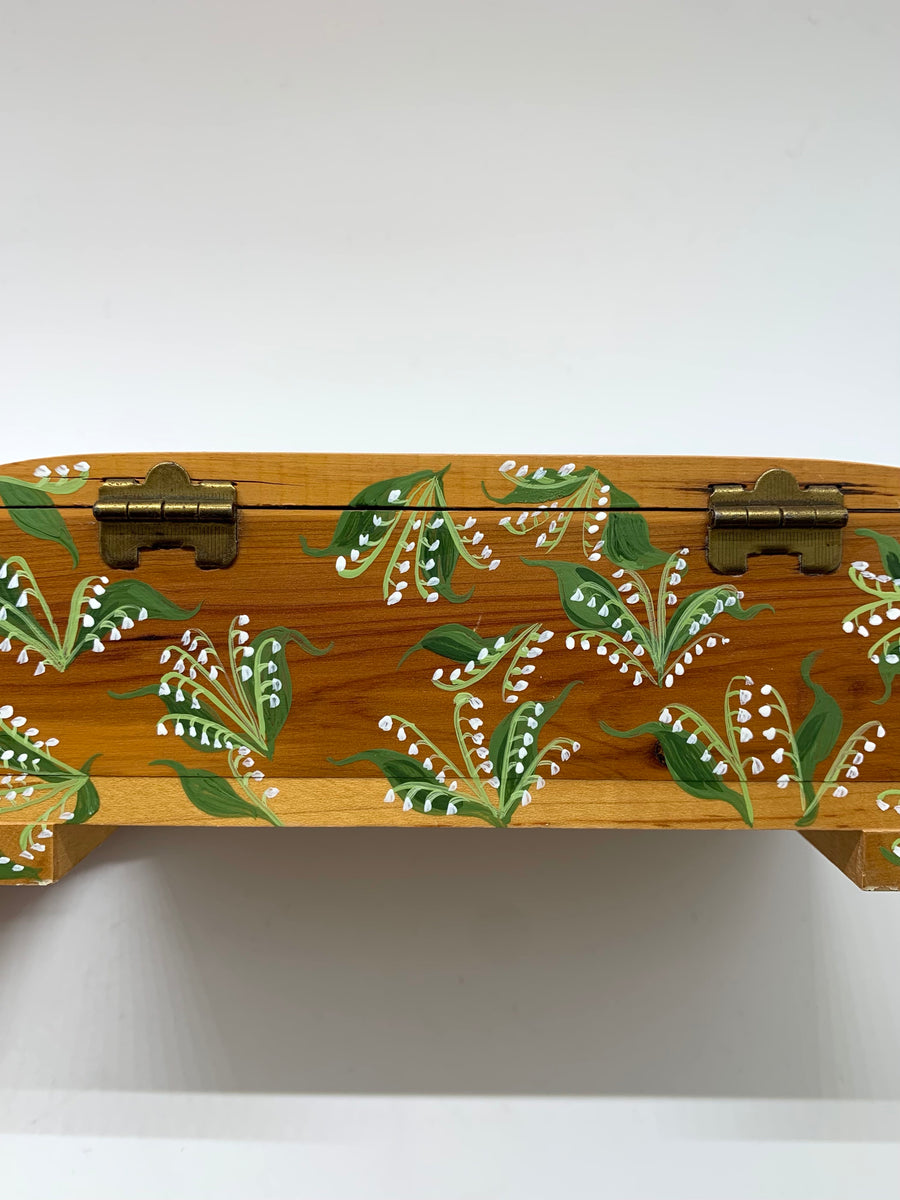 Original Painted Antique Cedar Box, Lily of the Valley