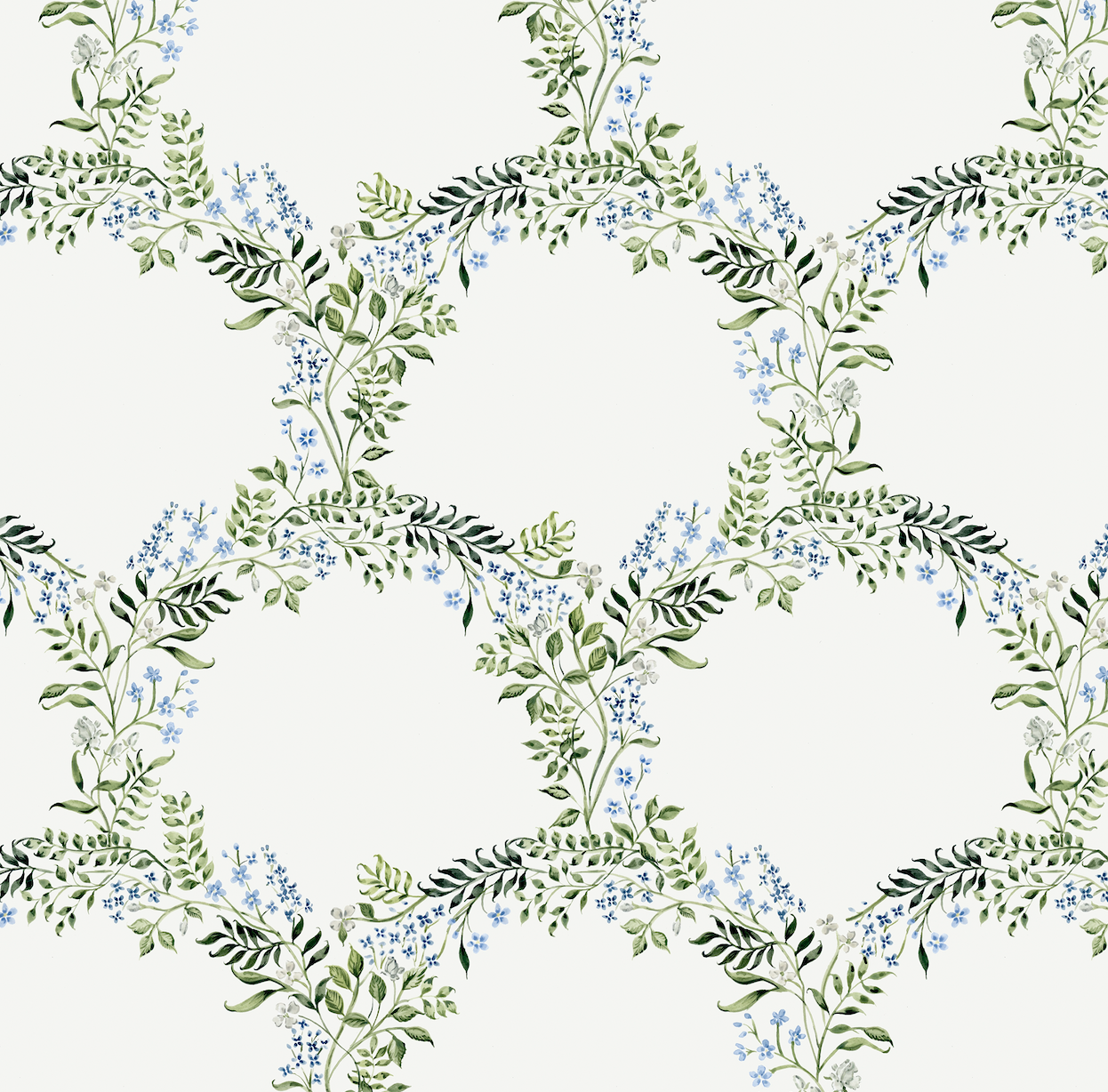 Trellis with Blue Trim Pillow