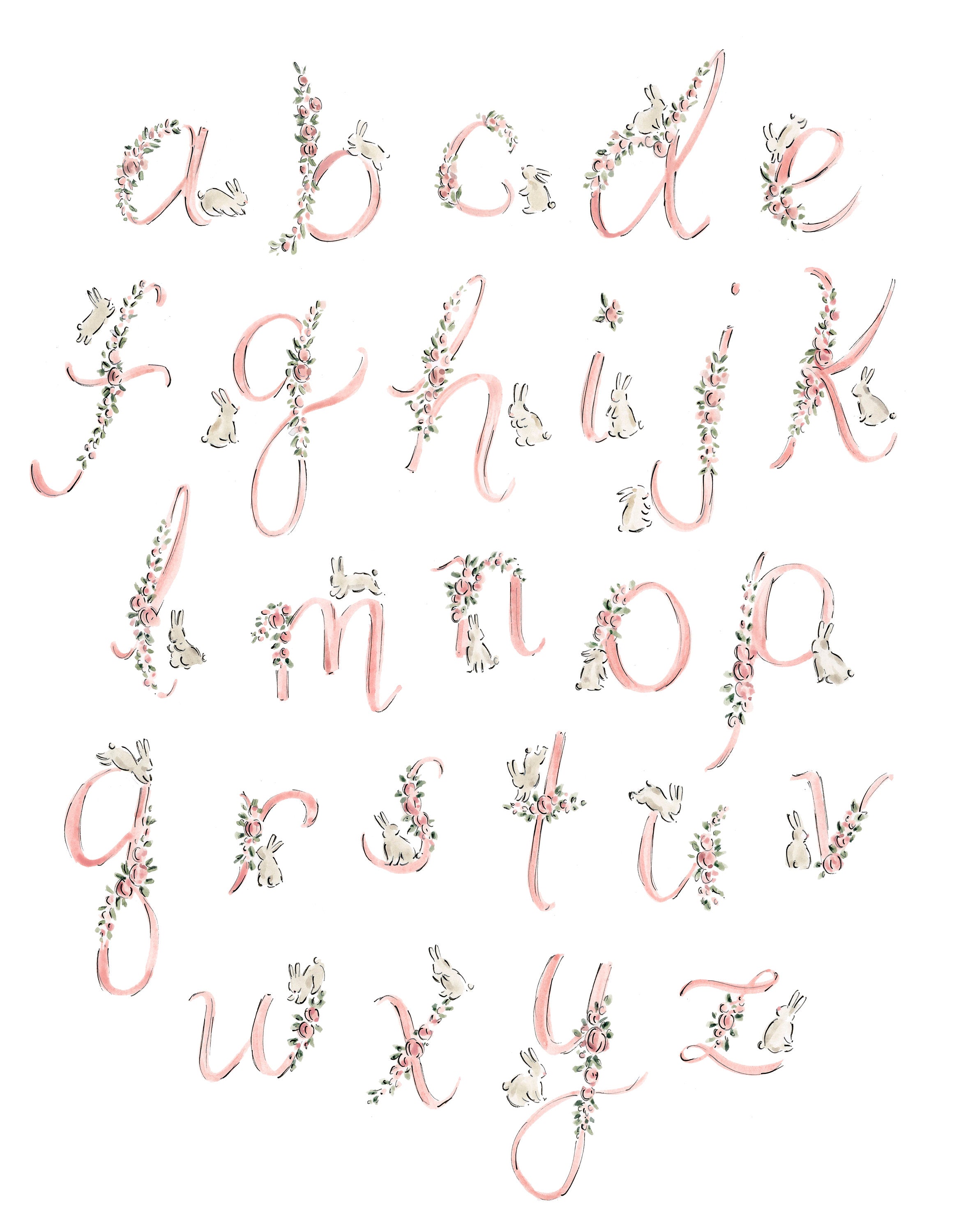 Alphabunnies Pink Print