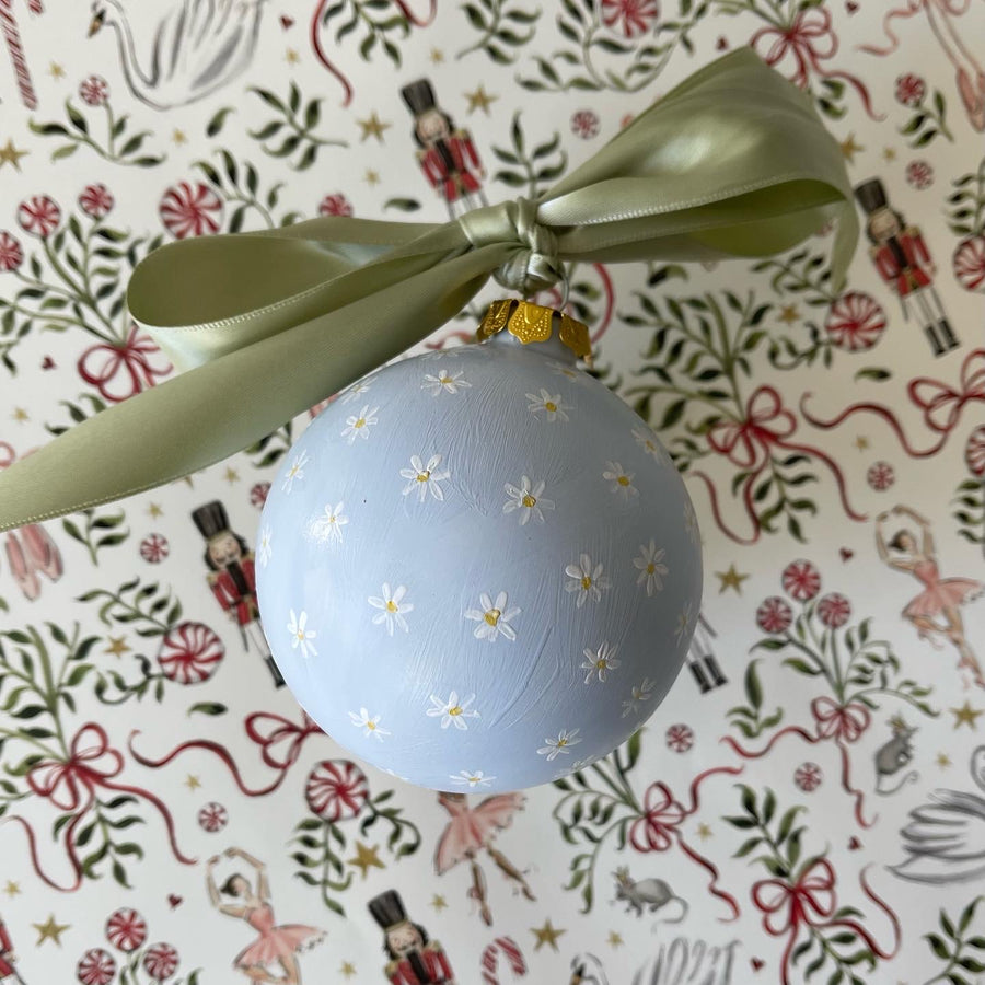 Florals on Blue Ornament