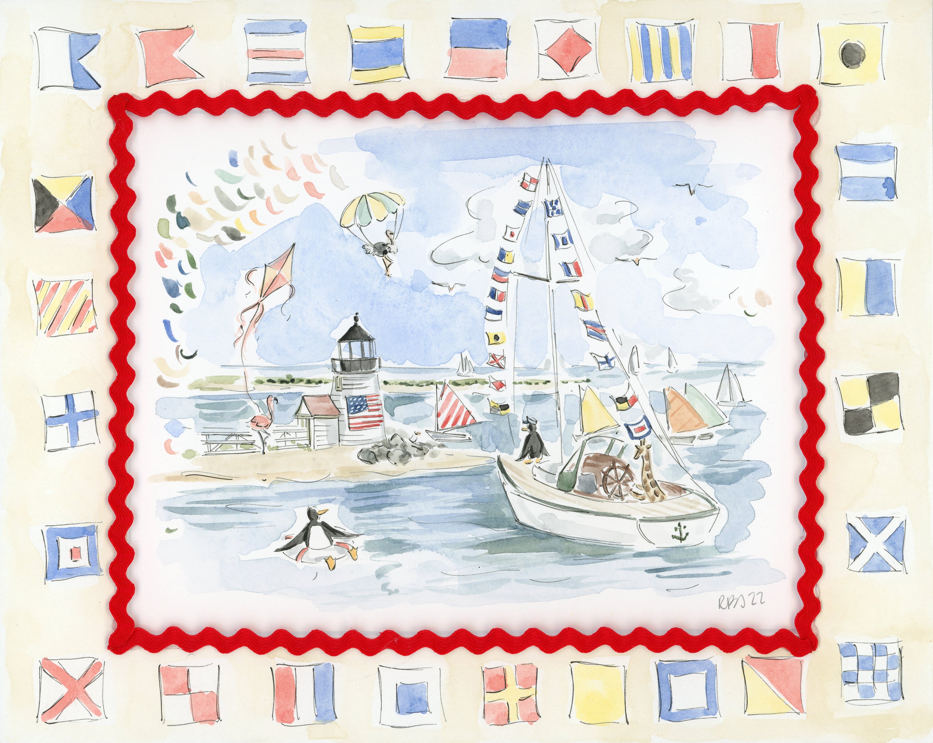 Original "Smooth Sailing" Framed Watercolor, 8x10