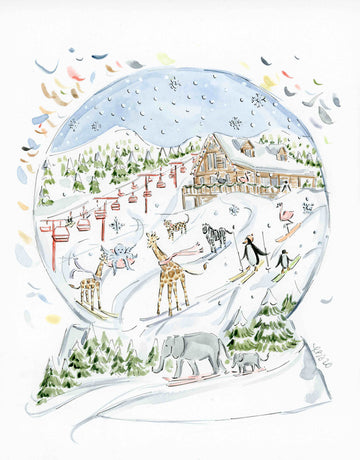 Original 2020 Ski Snow Globe Charity Watercolor